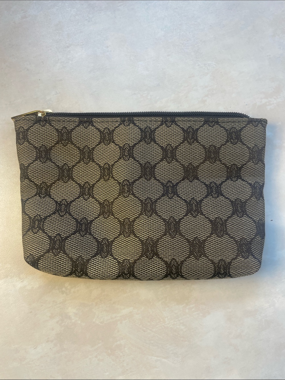 Designer-Inspired Toiletry Pouch in Brown and Black